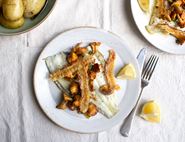 Grilled Cornish Sole with Pancetta & Wild Mushrooms