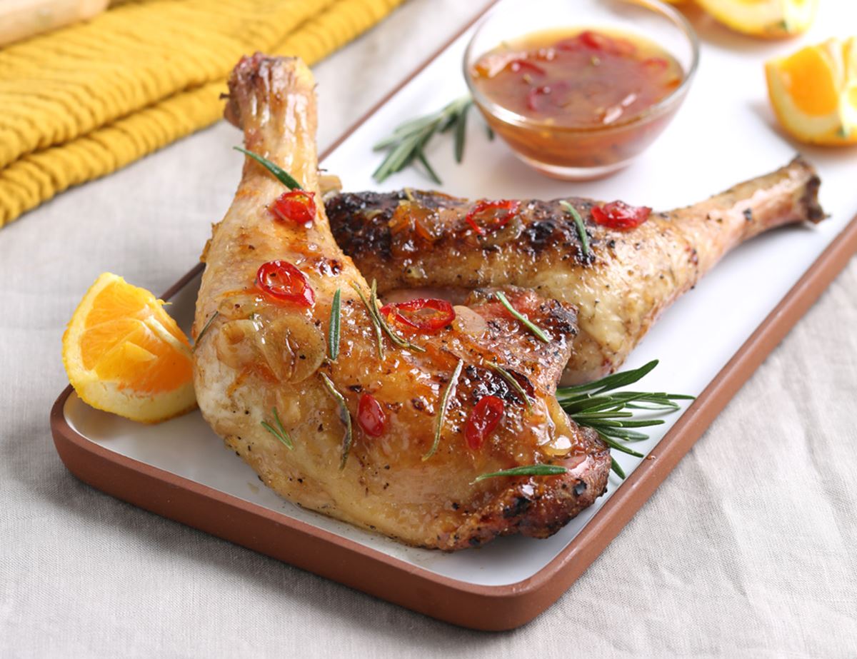 Barbecued Chicken Legs with MarmalAid & Beer Glaze