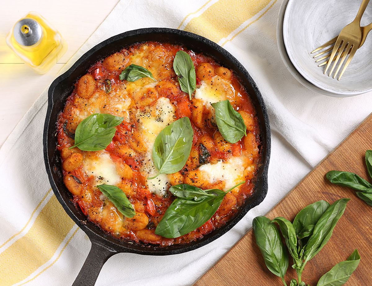 Tomato, Mozzarella & Basil Gnocchi Gratin