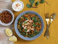 Spiced Lentils with Harissa Roast Chickpeas