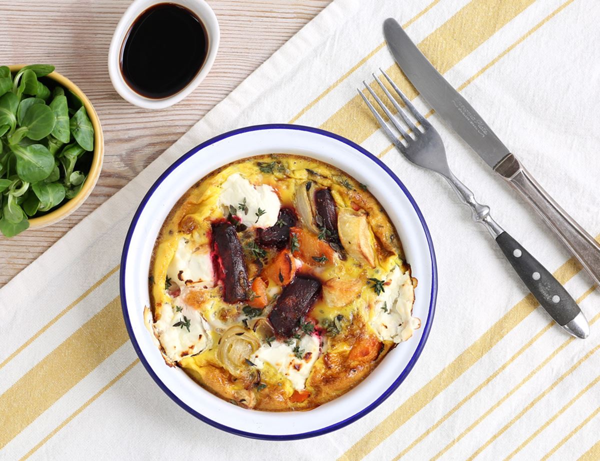 Roast Root Veg & Goat's Cheese Frittata