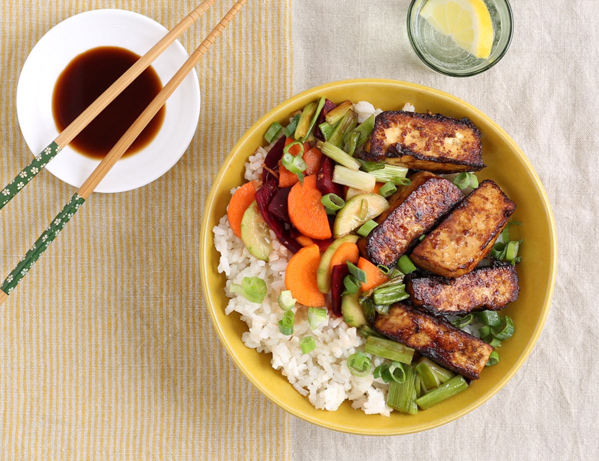 Teriyaki Tofu & Rice with Ginger Pickles