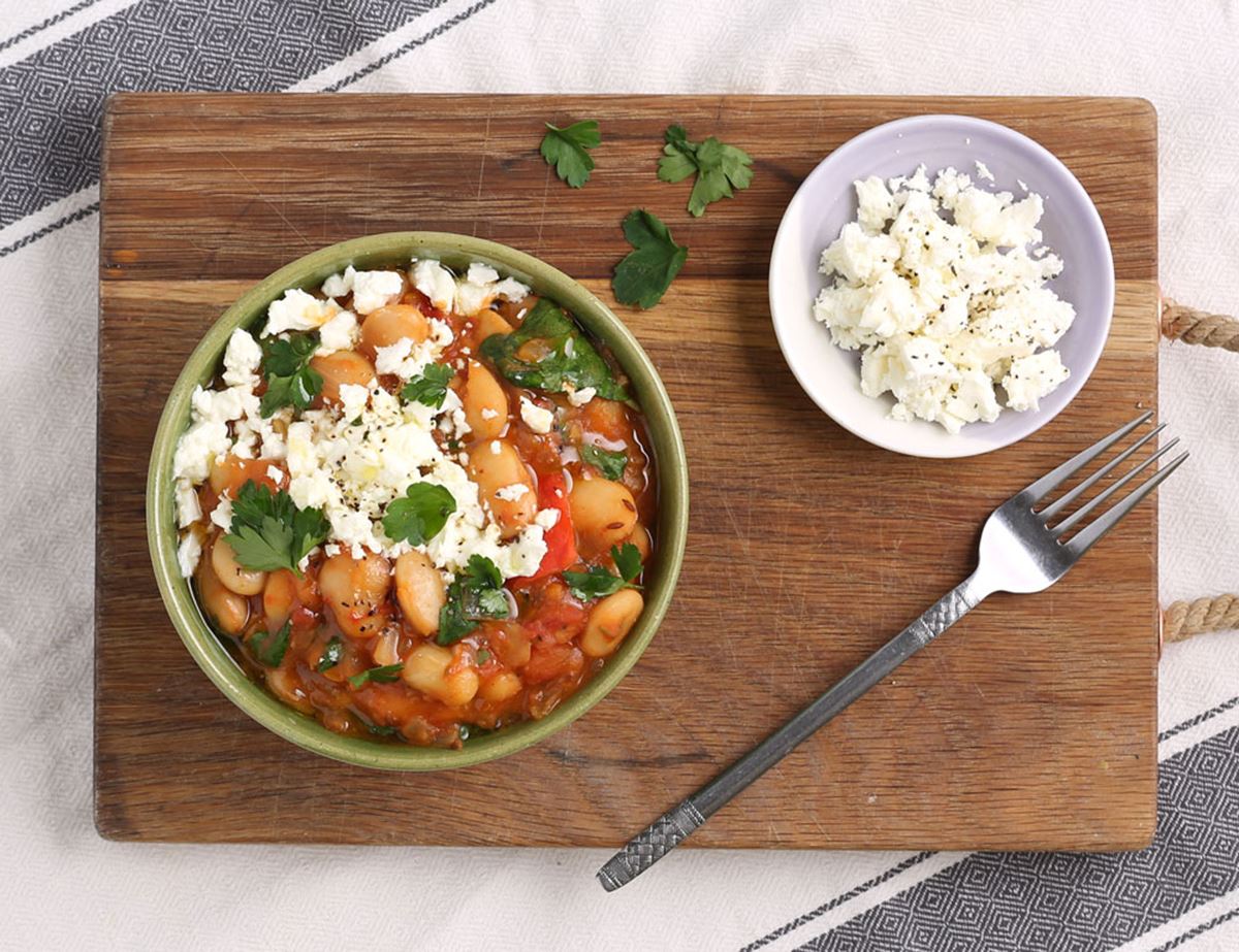 Greek-Braised Giant Beans with Feta