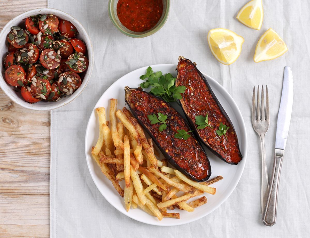 Piri Piri Aubergines & Chips