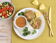 Courgette Fritters with Spicy Peanut Dip