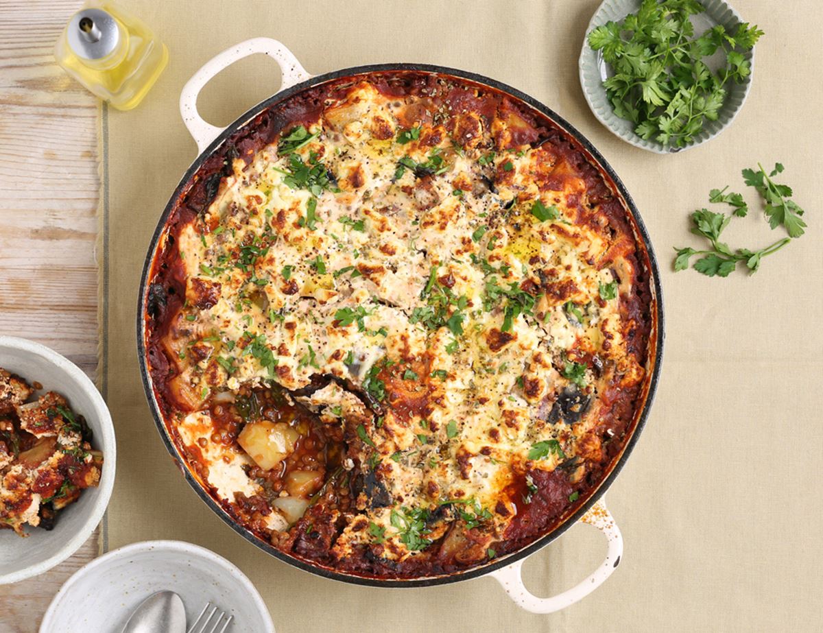 Feta, Potato & Aubergine Bake