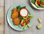 Carrot & Halloumi Fritters with Yogurt Dip