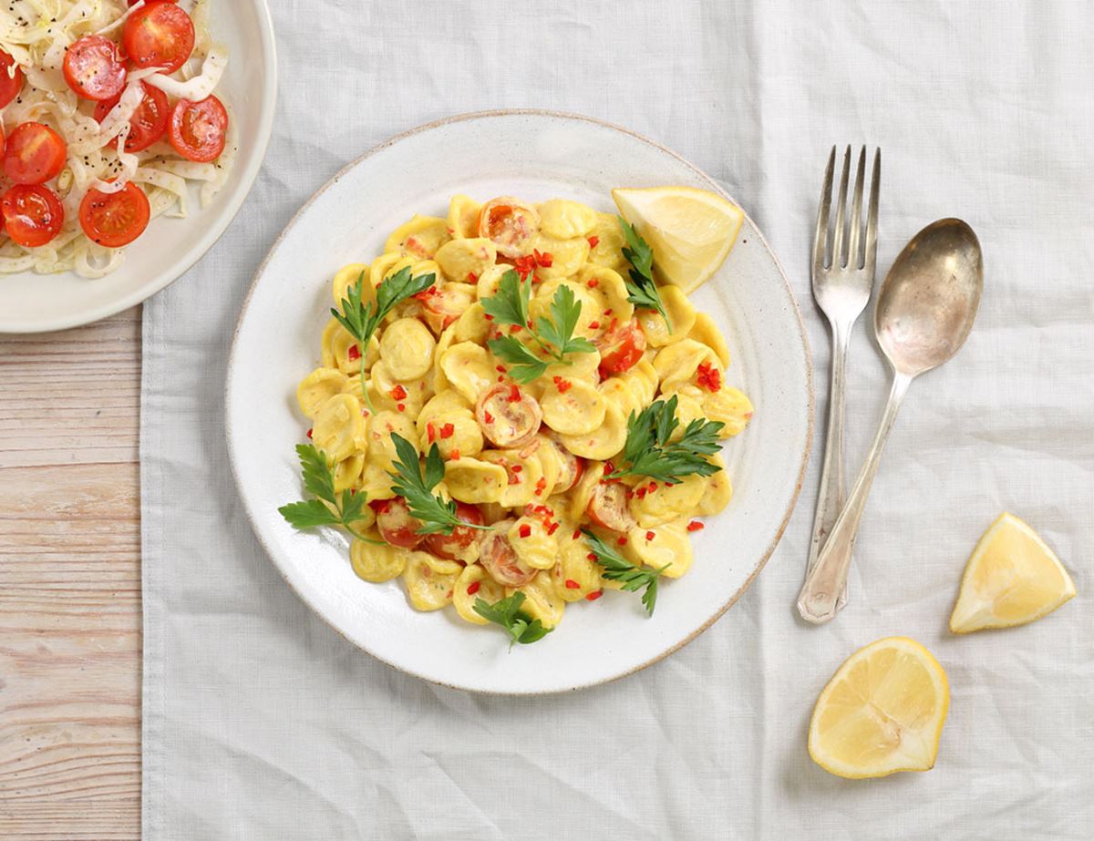 Fresh Orecchiette Pasta with Saffron Sauce