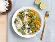 Rhubarb & Lentil Curry with Coconut Rice