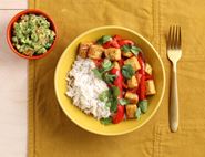 Crispy Fajita Spiced Tofu with Guacamole & Rice