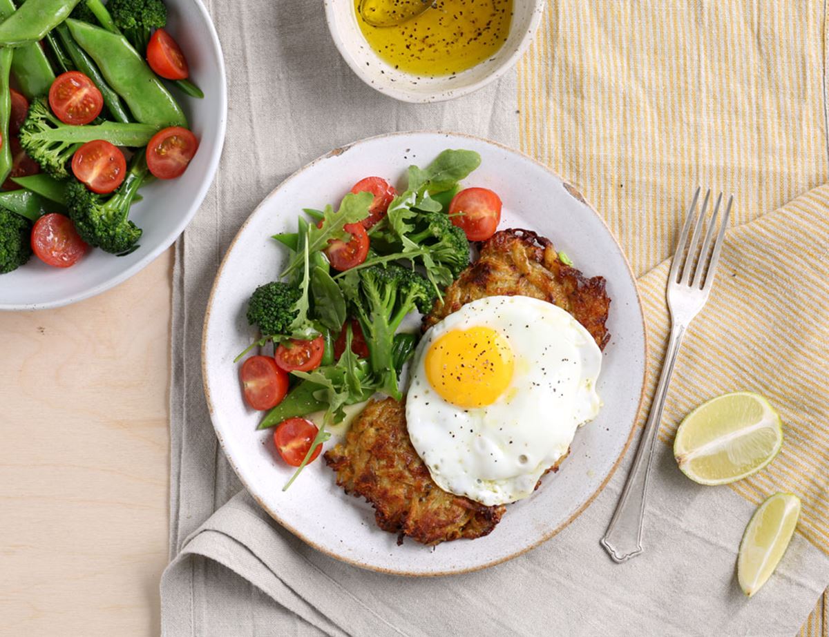 Spiced Potato Röstis with Fried Eggs