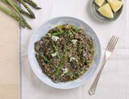 Creamy Mushroom, Asparagus & Wild Garlic Lentils