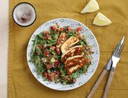 Halloumi with Grilled Pepper Tabbouleh