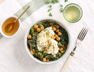 Andalusian-Style Chickpeas & Spinach with Honey Grilled Goat's Cheese