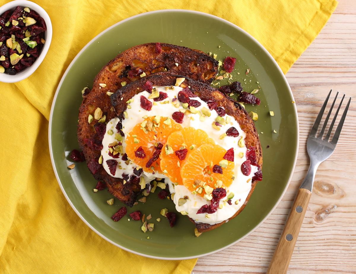 Baked Panettone French Toast with Clementines & Cranberries