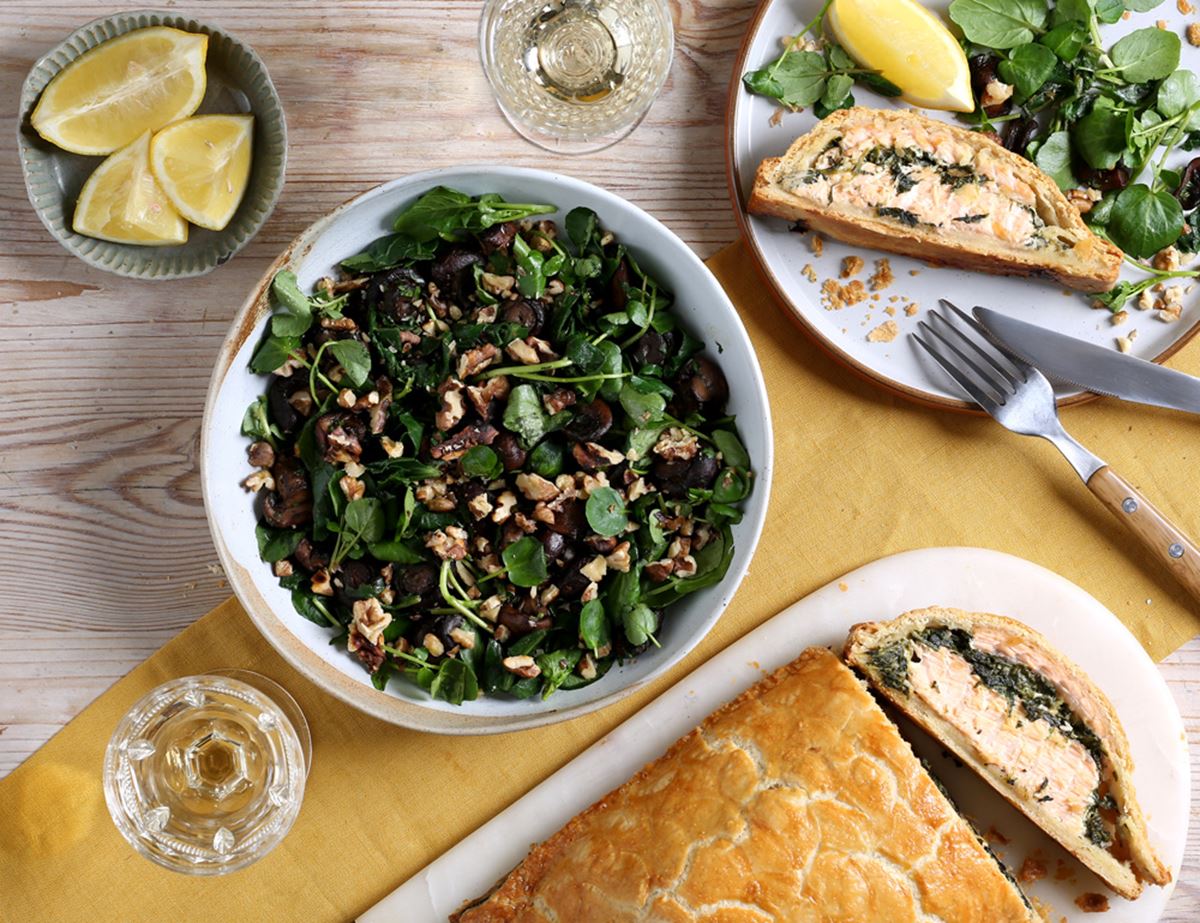 Wild Sea Spinach & Caramelised Mushroom Salad