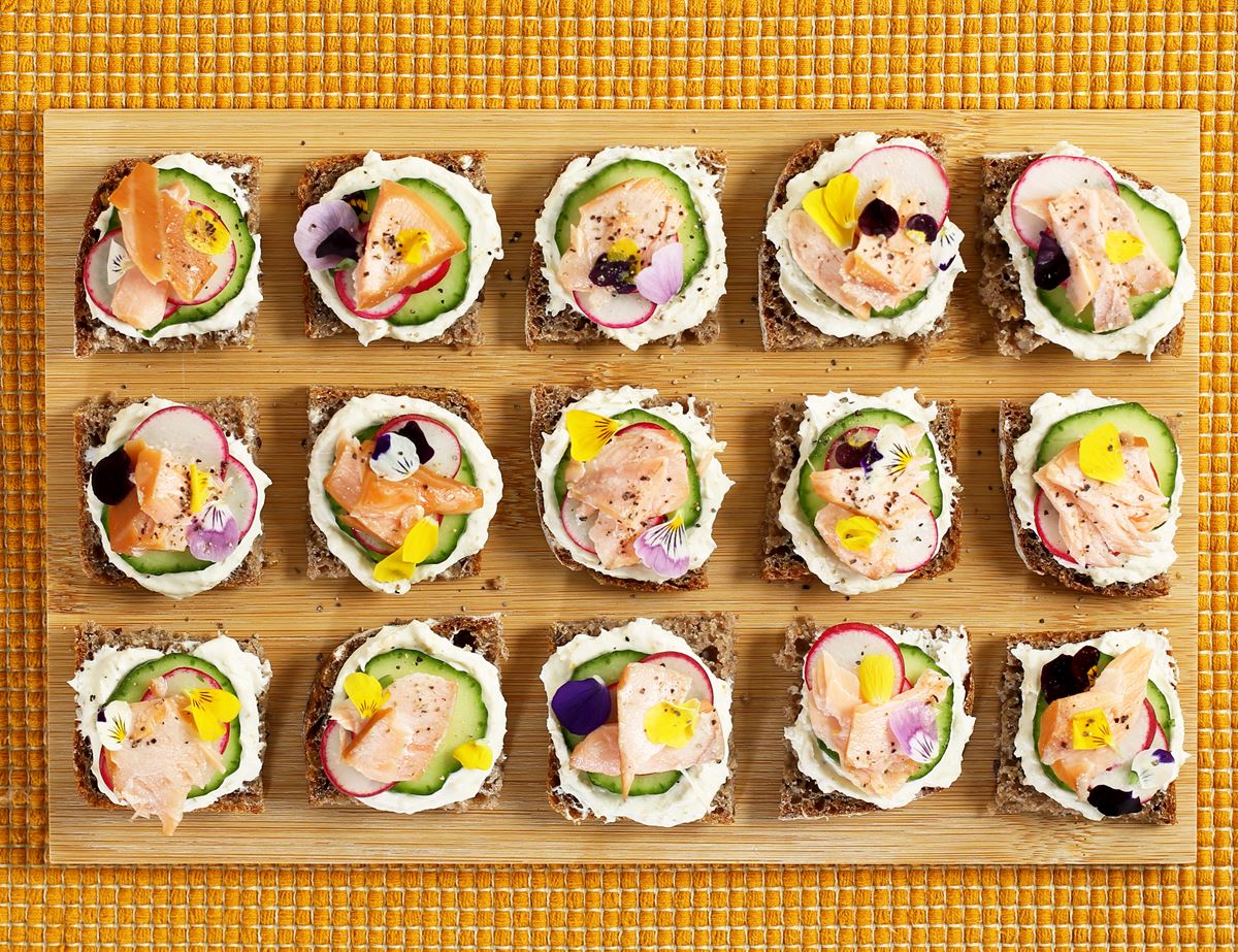 Hot Smoked Salmon & Cucumber Open Sandwiches