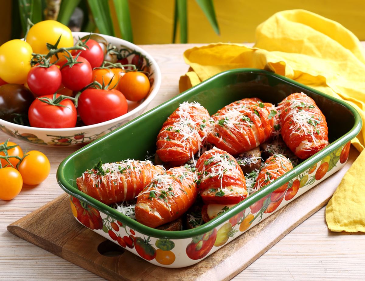 Puttanesca Roast Hasselback Tomatoes