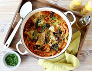 One Pot Melting Mozzarella & Aubergine Pasta