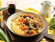 Garlicky Roast Beans with Soft Polenta & Parsley & Walnut Sauce
