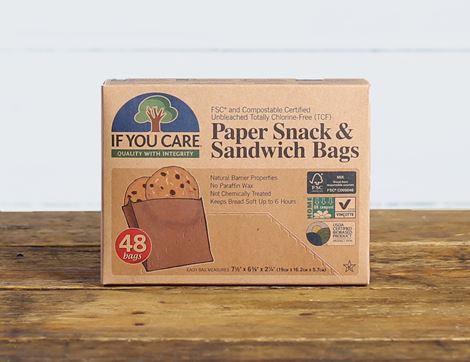 Paper Sandwich & Snack Bags, If You Care (48 bags)