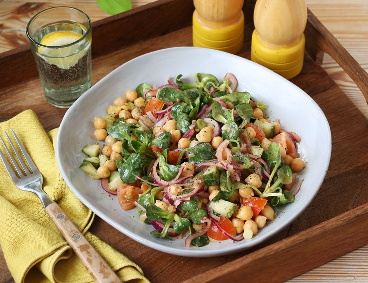 Chickpea Salad with Lime & Peanut Butter Dressing
