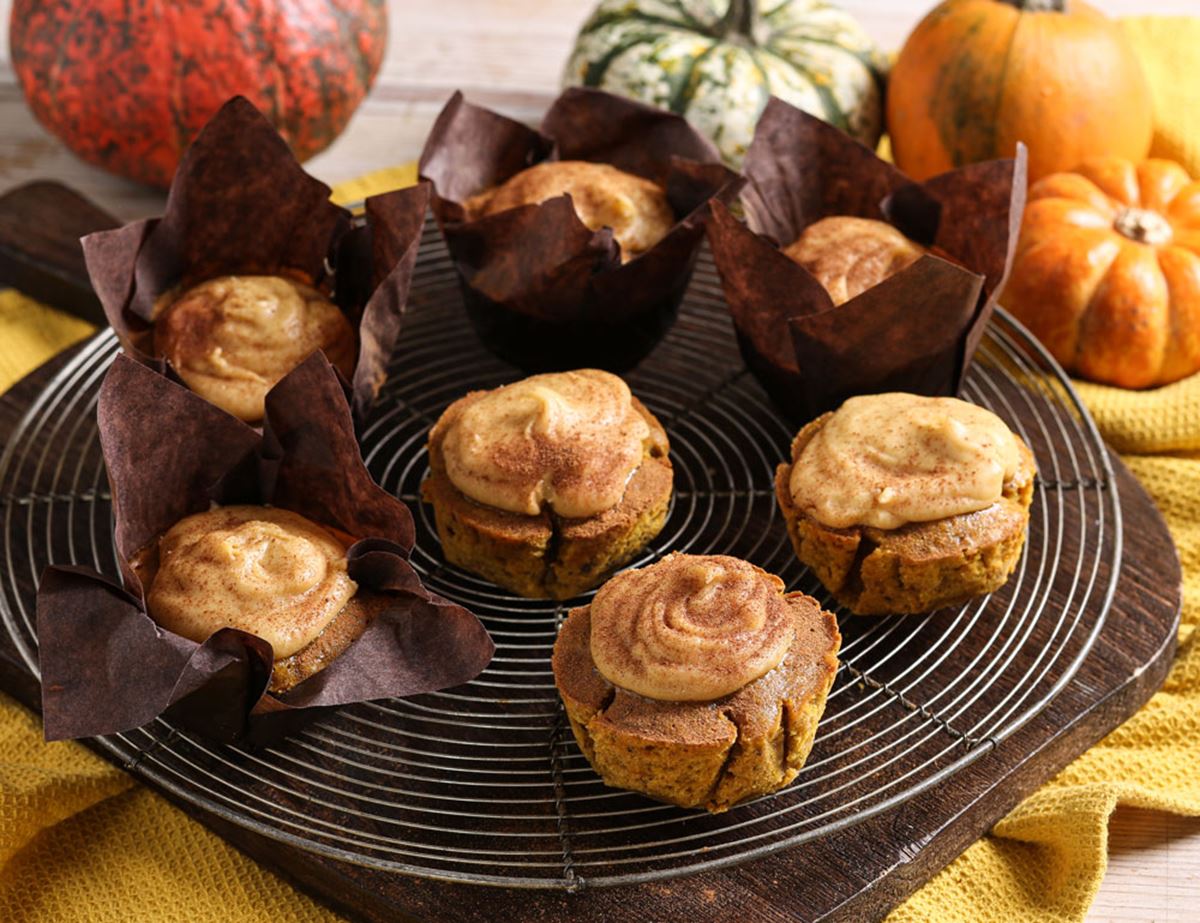 Roast Squash, Brown Butter & Walnut Muffins with Maple Glaze