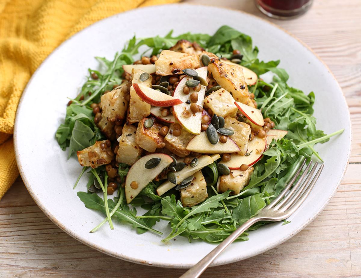 Roast Celeriac, Apple & Lentil Salad