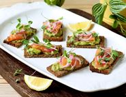 Smoked Salmon & Smashed Avocado Open Rye Sandwich