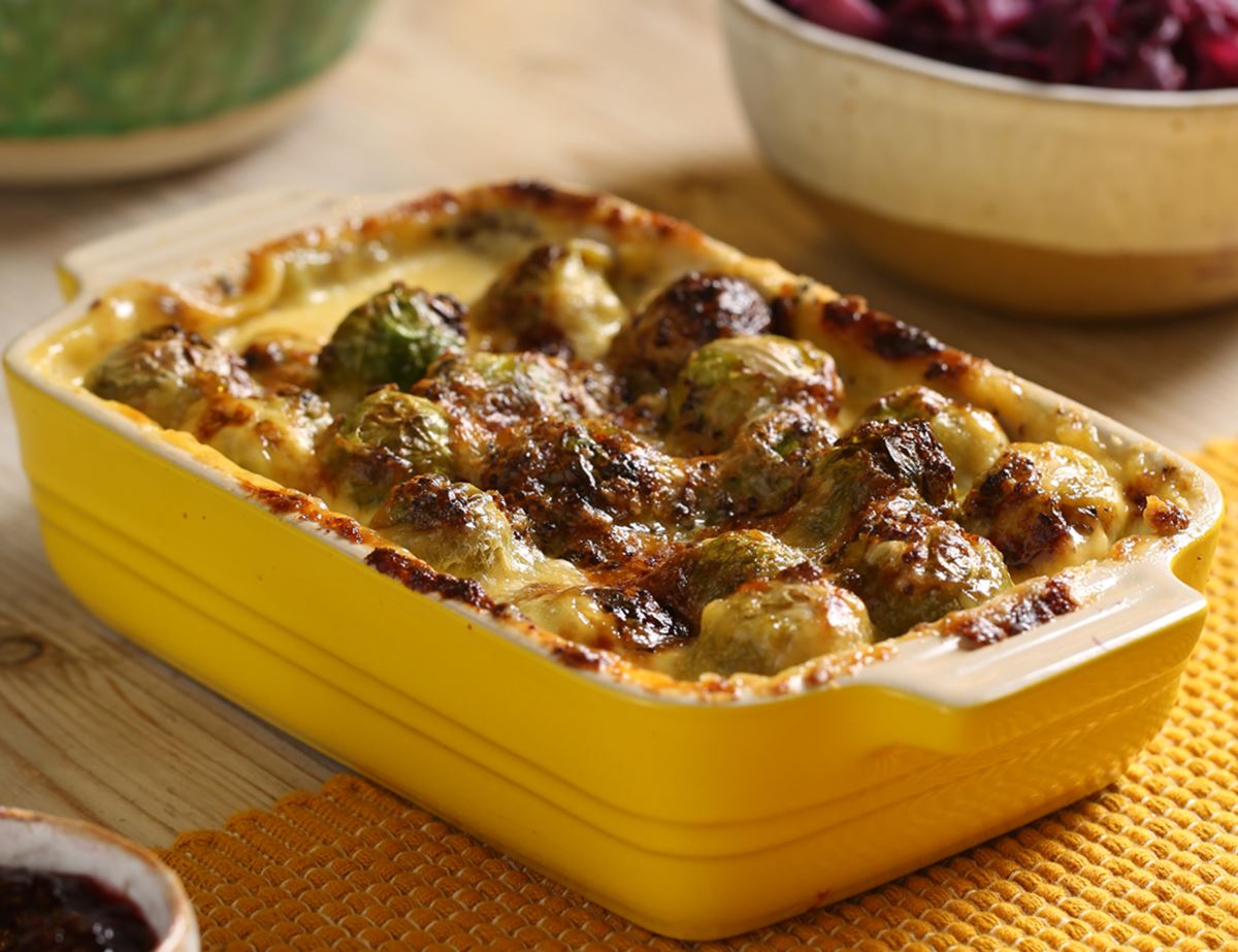 Brussels Sprouts & Blue Cheese Gratin