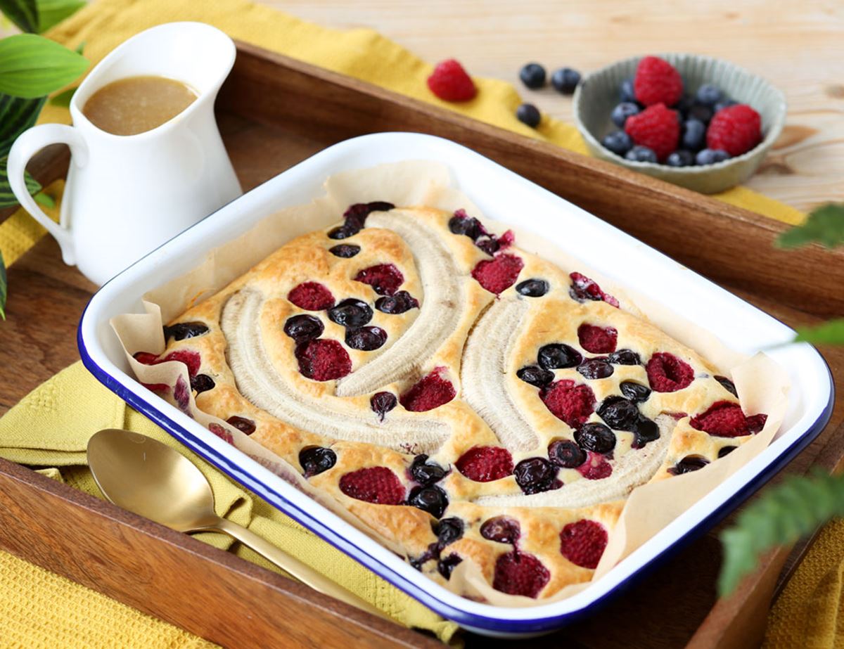 Oven-Baked Banana Pancakes with Miso Caramel