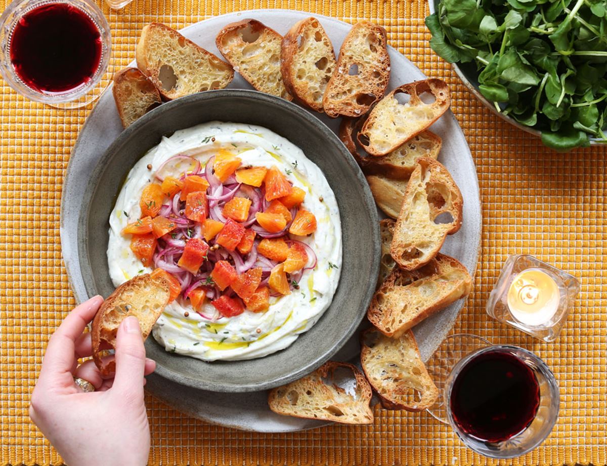 Blood Orange & Whipped Ricotta Dip with Ciabatta Toasts