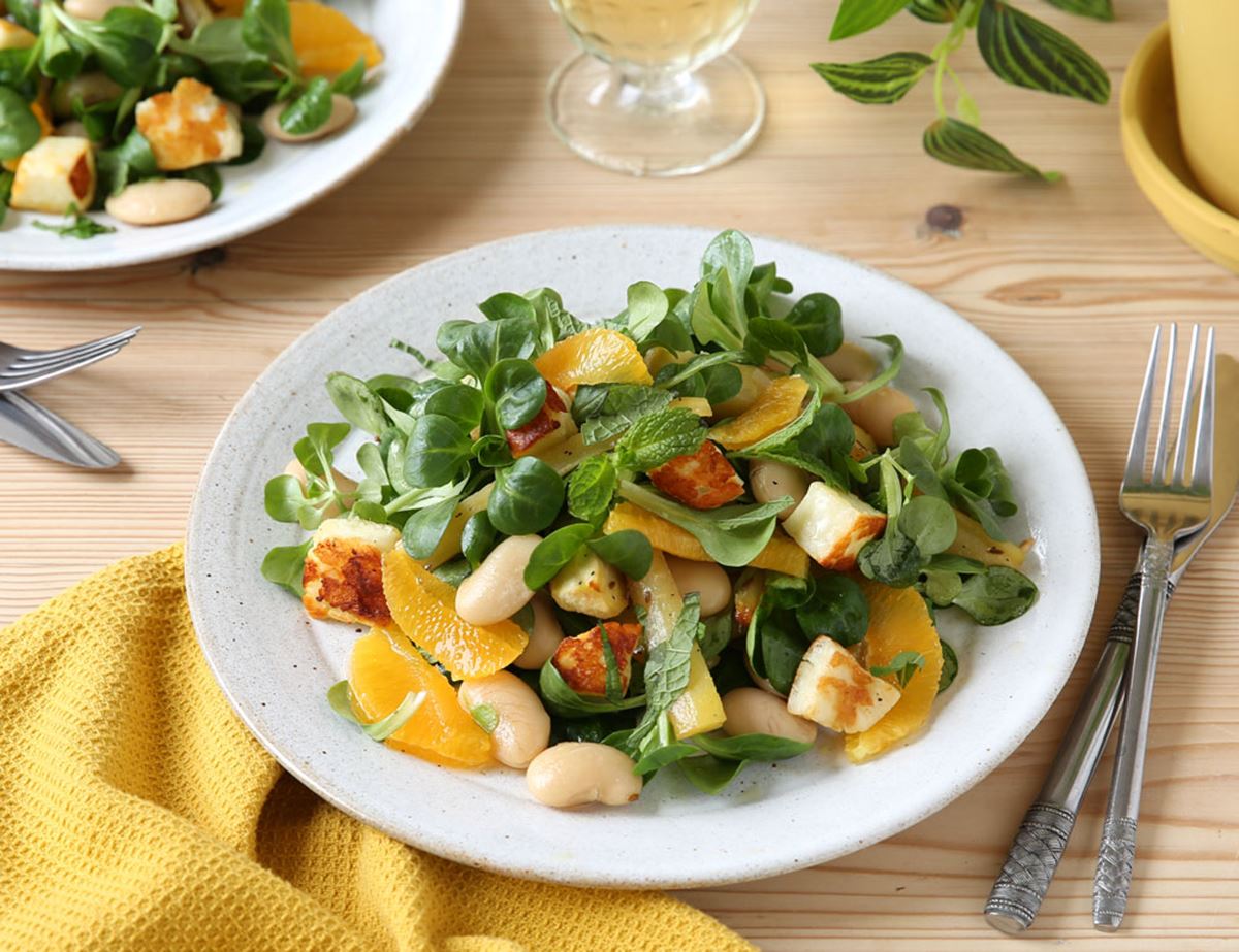 Sticky Roast Parsnip, Halloumi & Butter Bean Salad