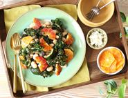 Roast Kalettes, Medita Cheese & Blood Orange Salad