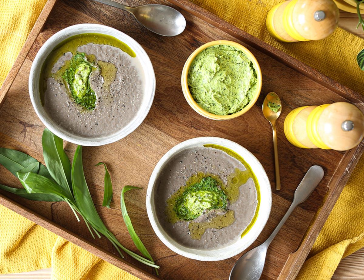 Mushroom Soup with Wild Garlic Butter