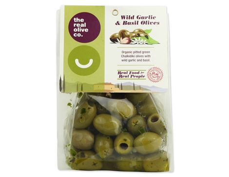 Wild Garlic & Basil Olives, The Real Olive Company (250g)