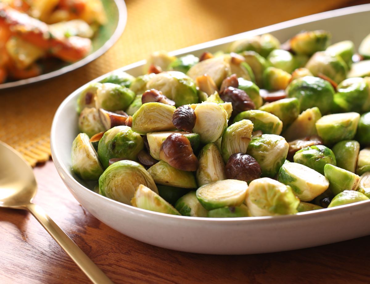Buttered Brussels Sprouts with Chestnuts & Sage
