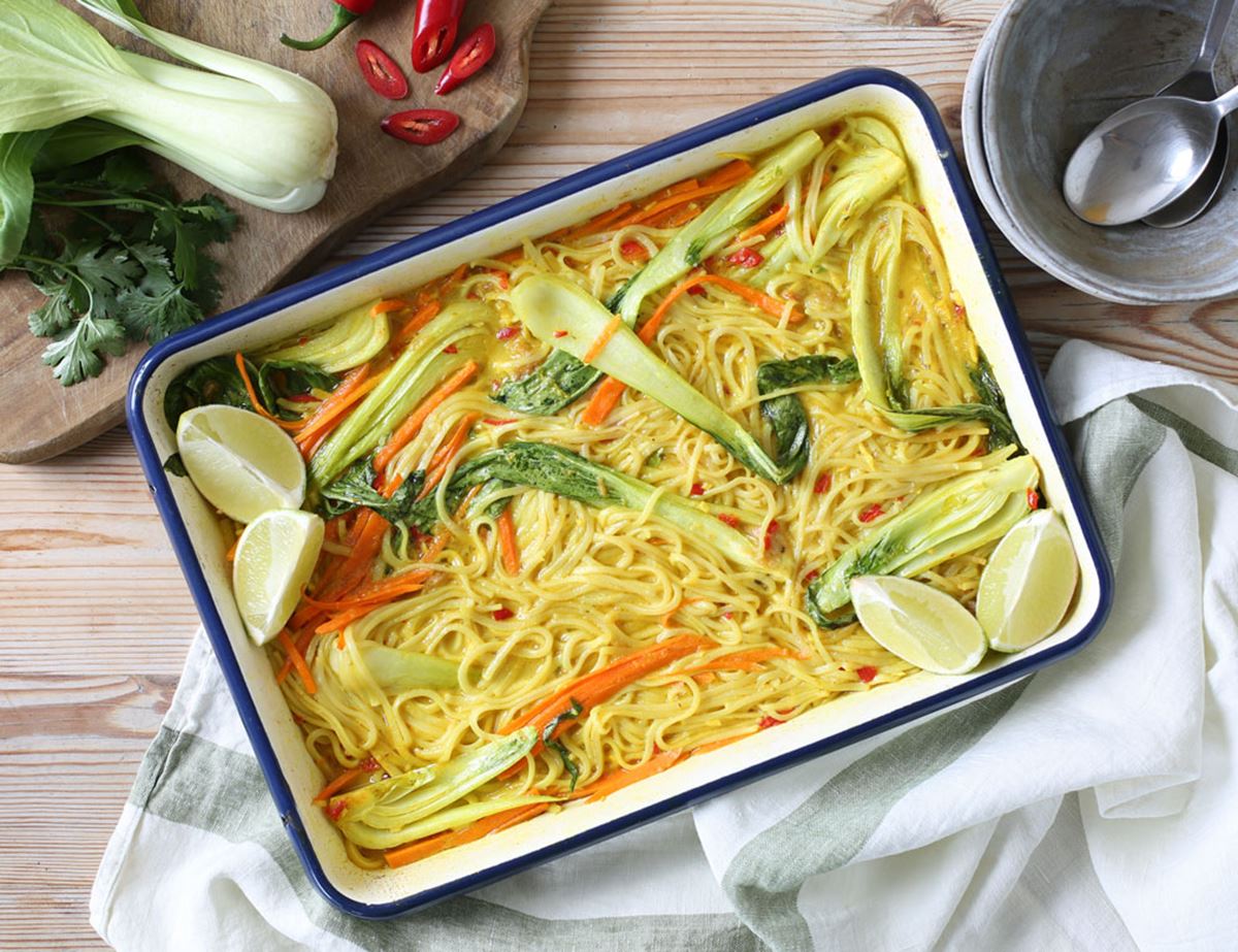 One Pan Rainbow Veg & Coconut Noodles