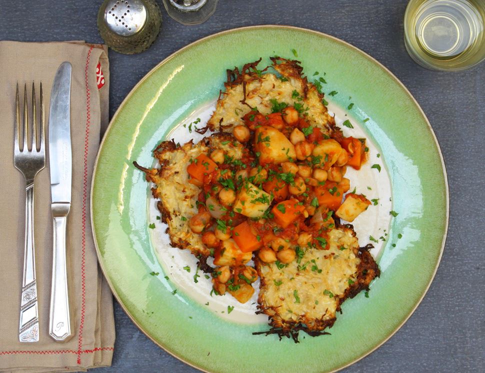 Celeriac Röstis with Winter Ratatouille | Abel &amp; Cole