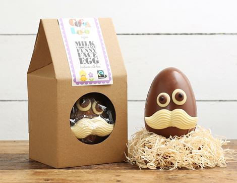 organic mr funny face chocolate egg cocoa loco