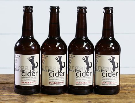Black Fox Sparkling Cider, Organic, Dunkertons (4 x 500ml).