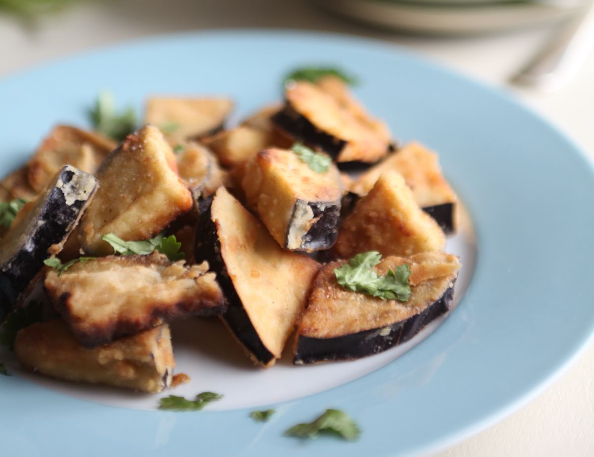 Aubergine Croutons