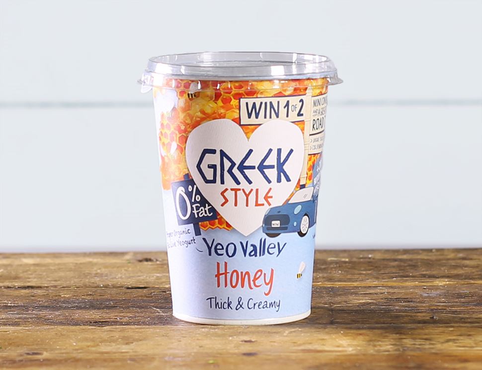 Greek Style Natural Yogurt with Honey, 0 Fat, Organic, Yeo Valley, (450g)