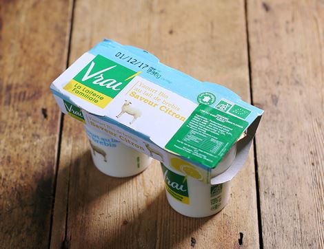 Low-fat Lemon Sheep's Milk Yogurt, Organic, Vrai (2 x 125g)