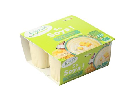 Mango & Coconut Soya Yogurt, Organic, Sojade (4 x 100g)