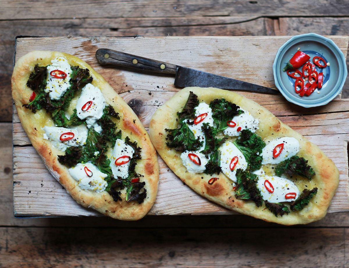 Kale & Red Chilli Flatbreads with Ricotta