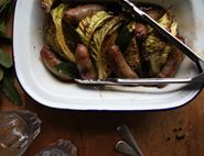 Braised Brassica with Bangers, Beer and Bay