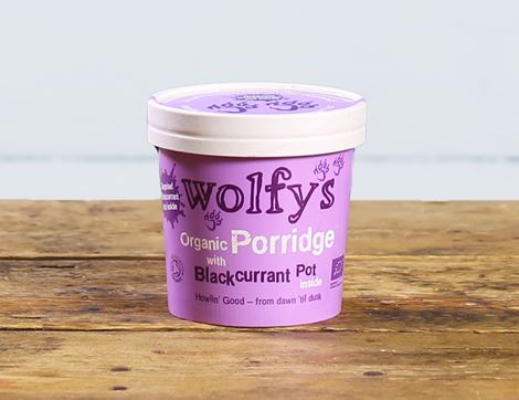 Porridge Pot with Blackcurrant Jam, Organic, Wolfy's (90g)