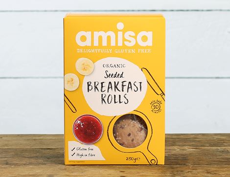 Seeded Breakfast Rolls, Gluten-free, Organic, Amisa (250g, pack of 4)