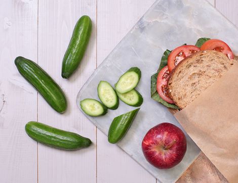 organic mini cucumbers in sandwich